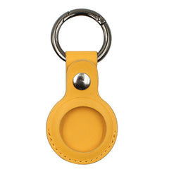 brown PU leather AirTag keychain