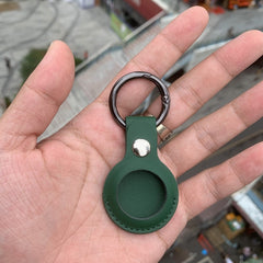 deep green PU leather AirTag holder