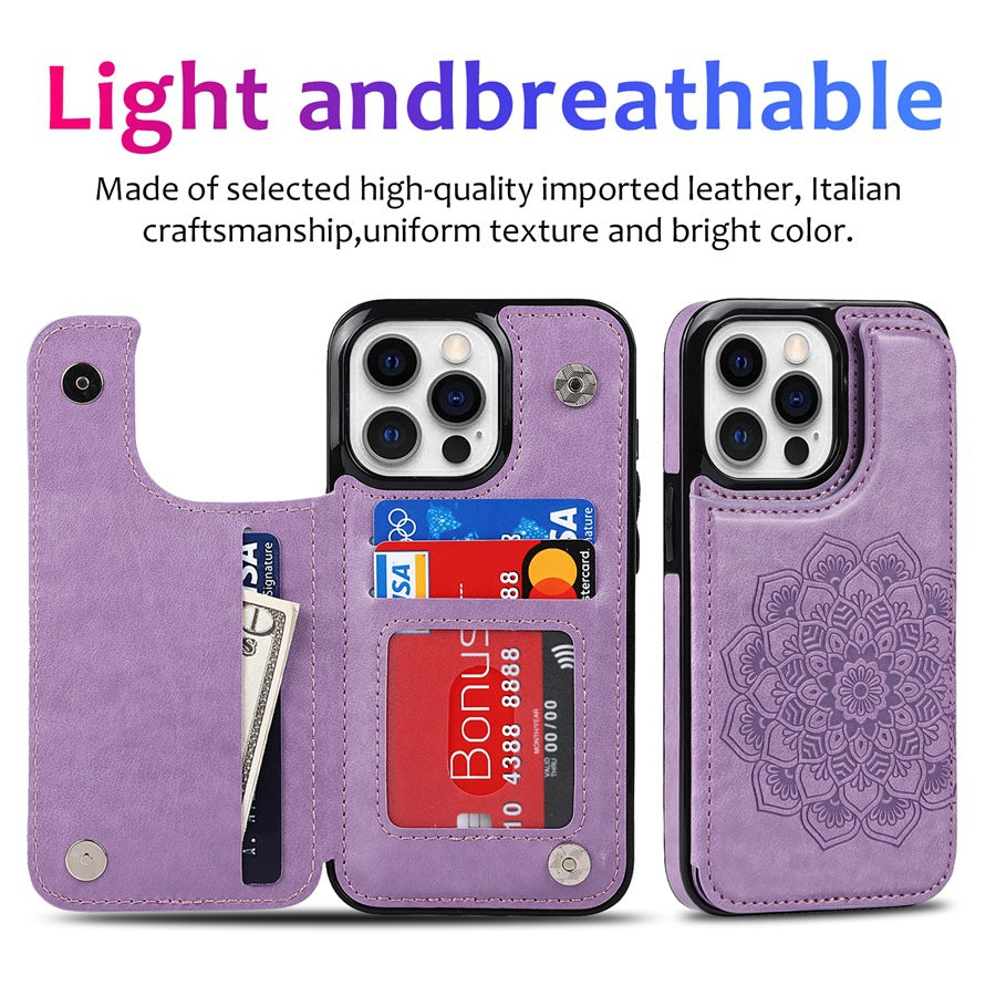 Stylish Magnetic Wallet Case for iPhone 14 in Gray