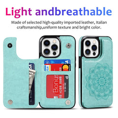 Stylish Magnetic Wallet Case for iPhone 15 in Green