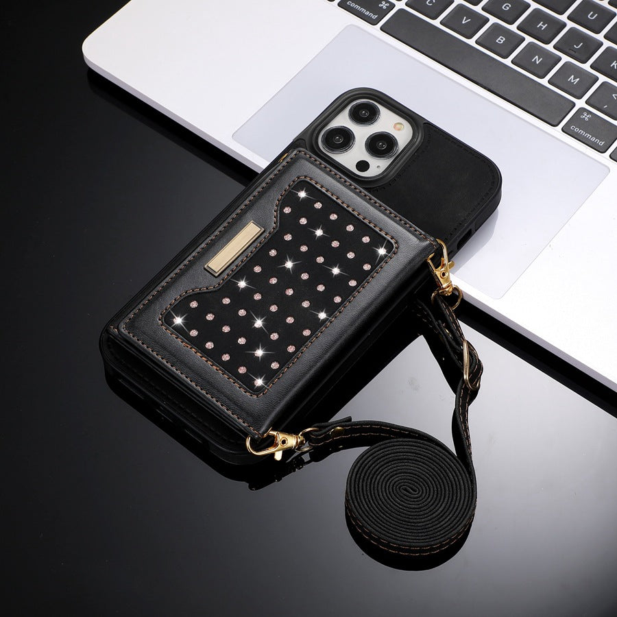 Black Slim Magnetic Wallet Case for iPhone