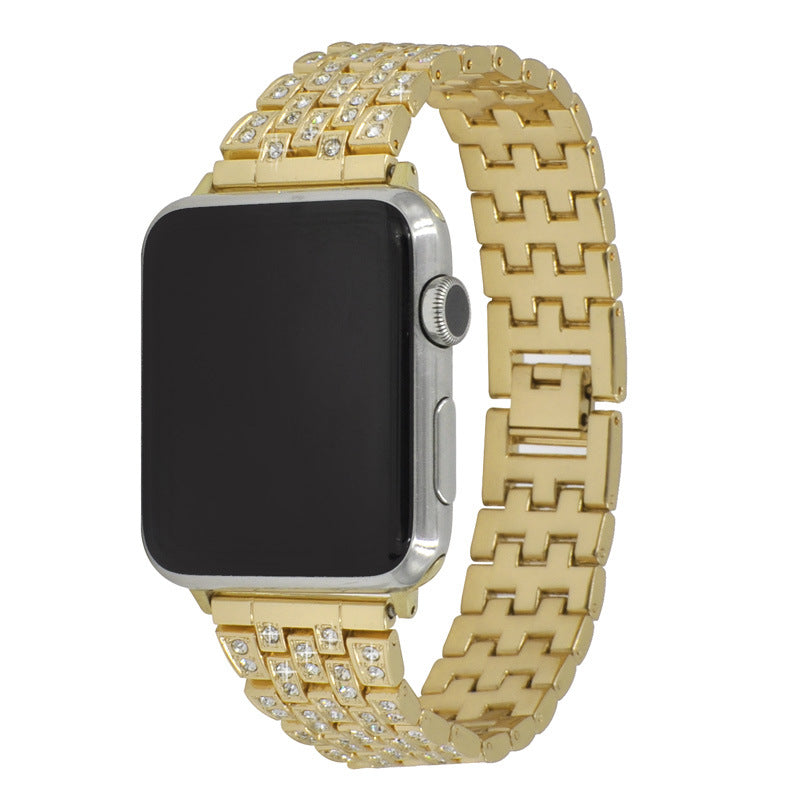 Rose gold Apple Watch band close up
