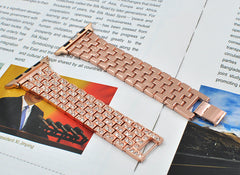 Luxury diamond-studded metal Apple Watch band in silver