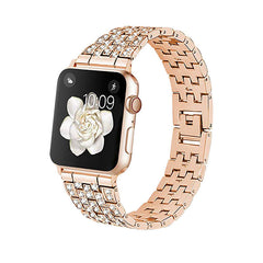 Luxury diamond-studded metal Apple Watch band in silver