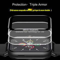 Front view of Apple Watch SE with protective film