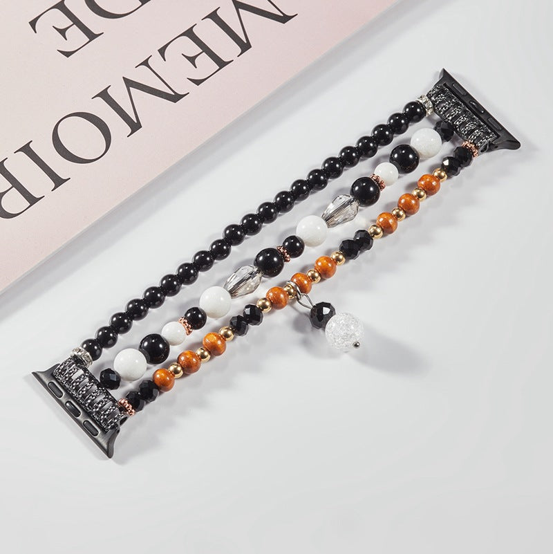 Elegant pearl beaded Apple Watch band in Pink