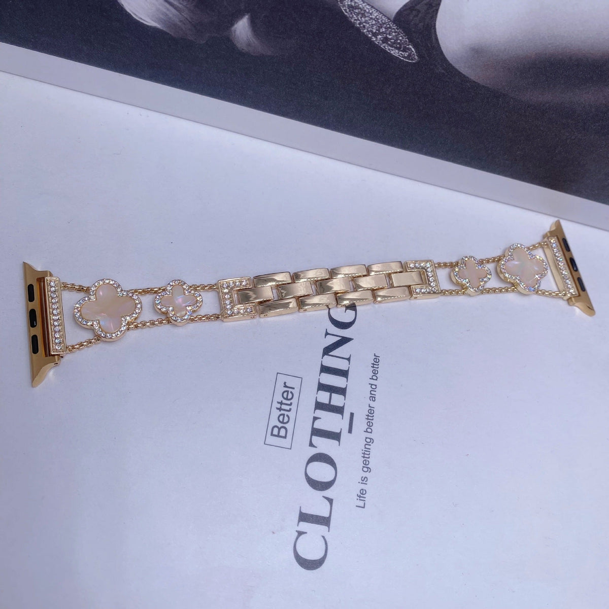 Close-up of rhinestone details on watch band image 3