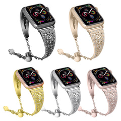 Black rhinestone apple watch band close-up