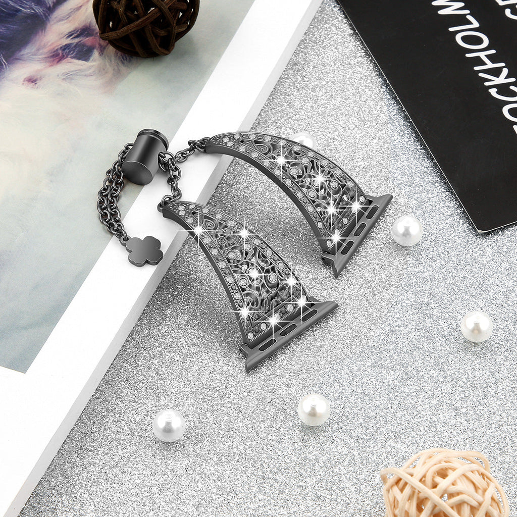 Sleek silver floral watch band for Apple Watch