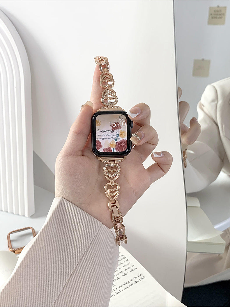 Gold heart-shaped watch band for Apple Watch Series