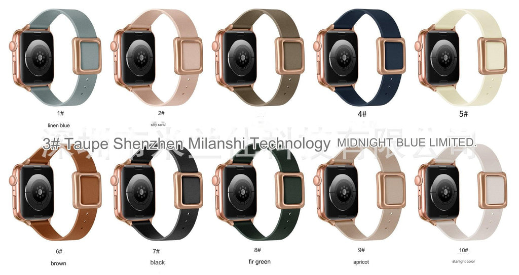 Apple Watch band colours arranged together