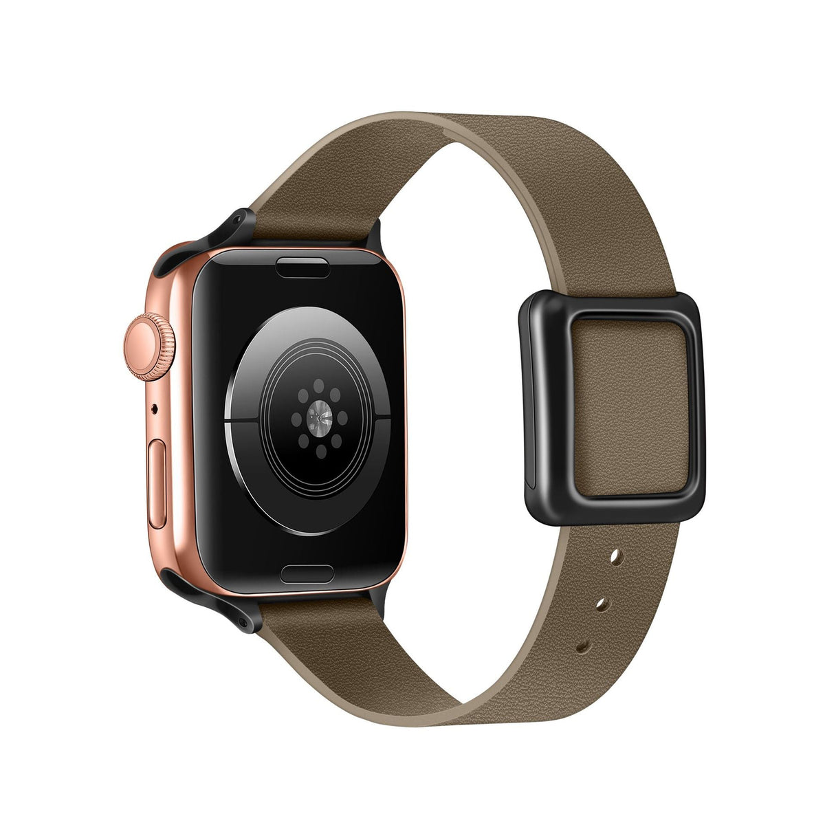 Black leather watch band for Apple Watch