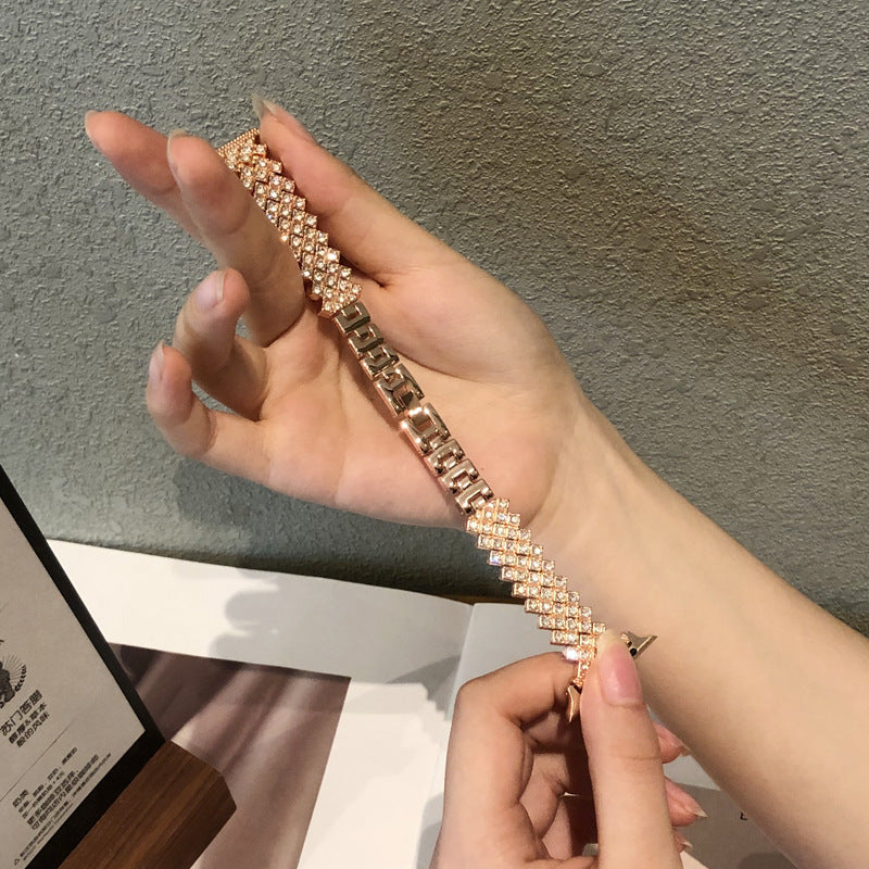 Stylish Metal Diamond Watch Band for Apple Watch Silver