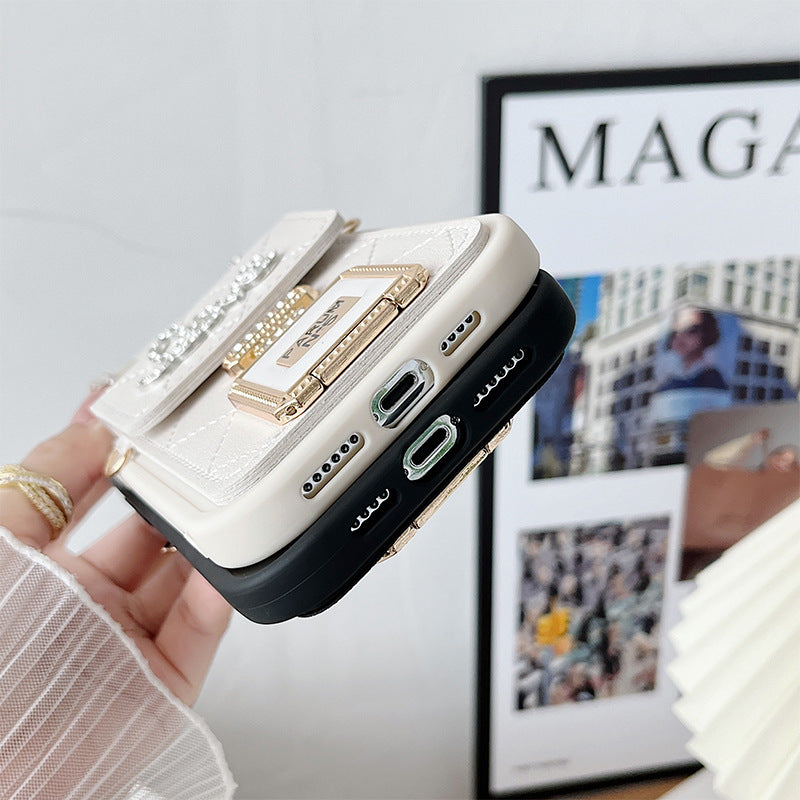 Chic crossbody phone case wallet in Black