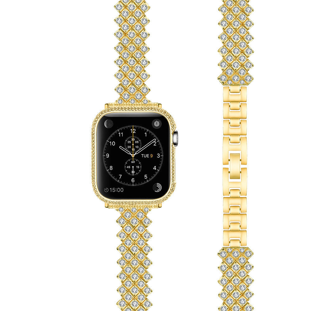 Stylish diamond-studded metal Apple Watch band in Silver
