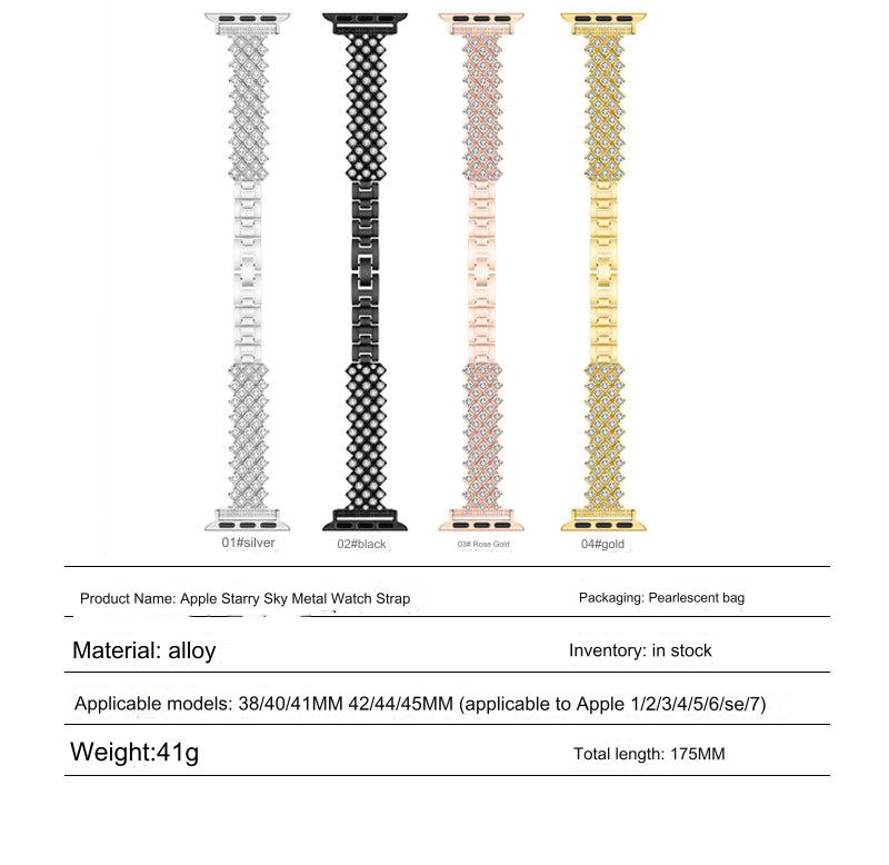 Elegant Apple Watch band in Rose Gold with diamond accents