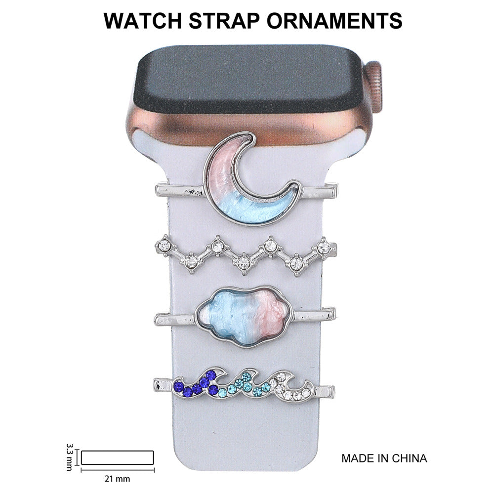 Close-up of silicone watch band with decorative rings