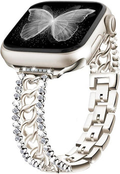 Stylish Diamond Denim Chain Apple Watch Band close-up