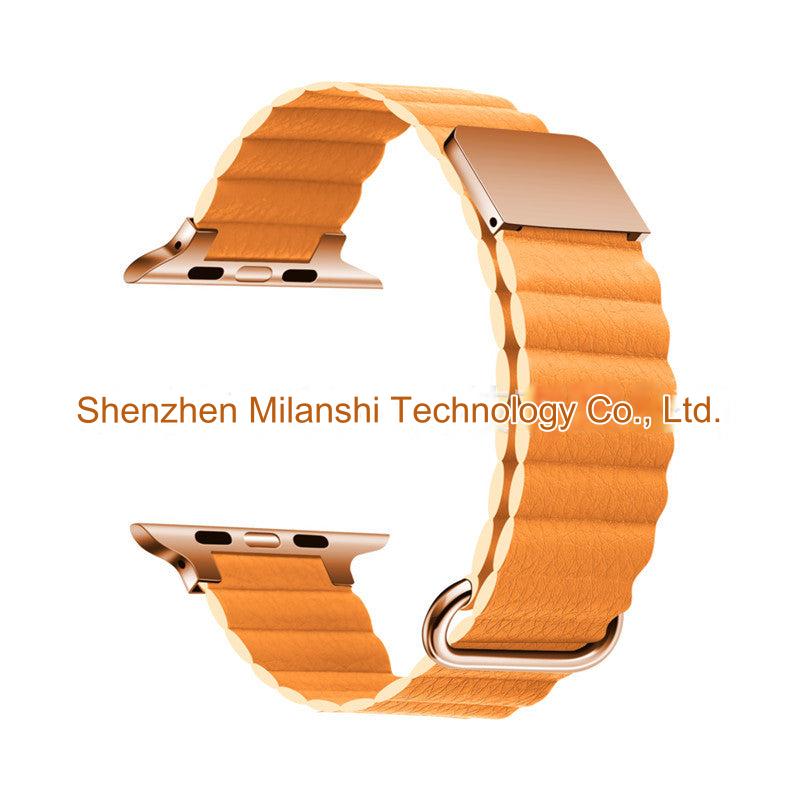 Stylish black leather strap for Apple Watch Series S9