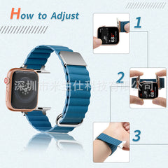 Comfortable green leather watch band for smartwatches