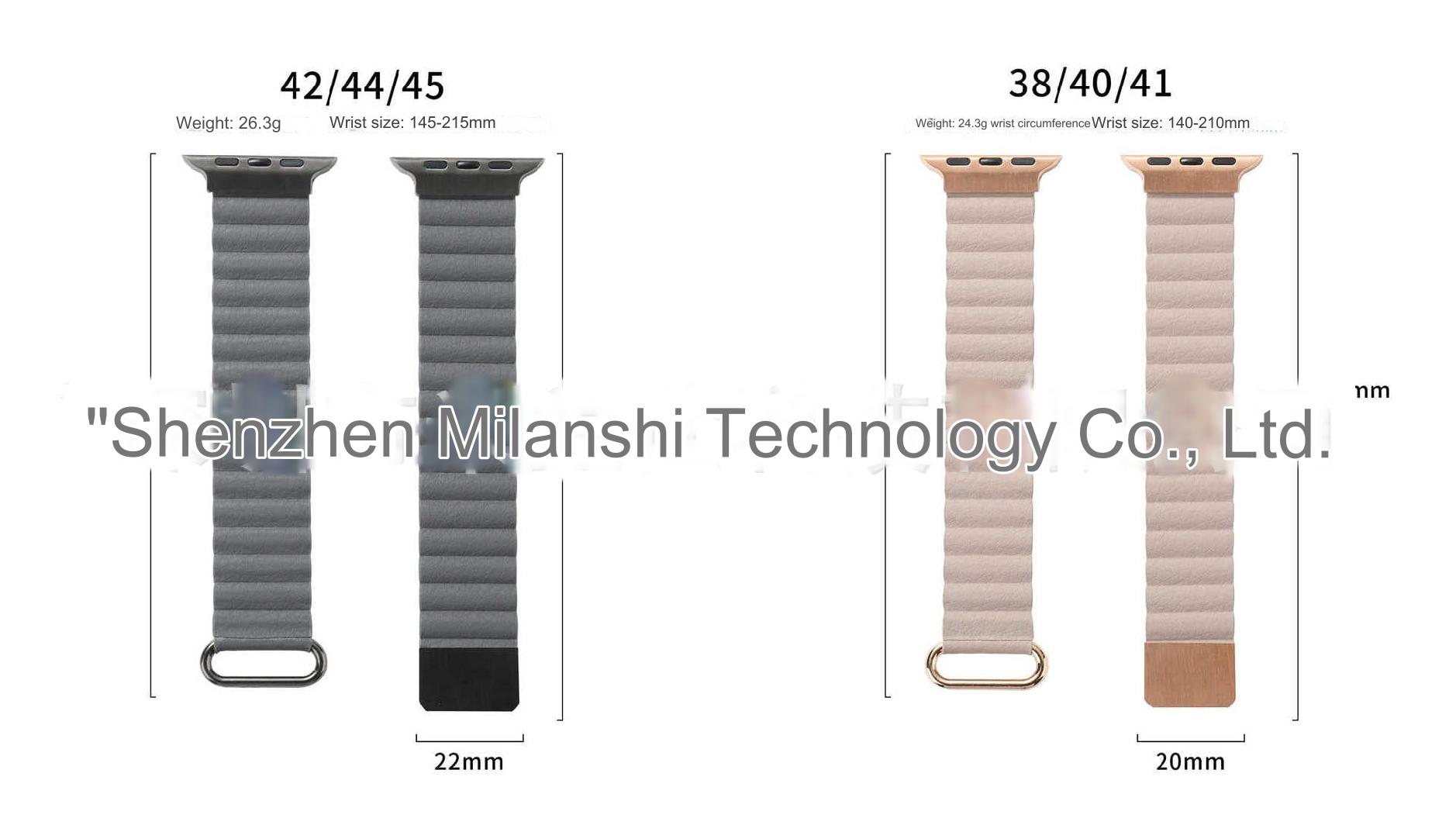Comfortable green leather watch band for smartwatches