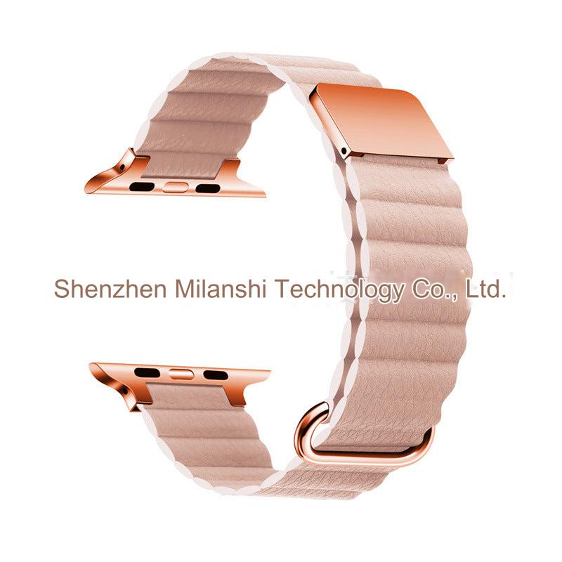 Fashionable cherry pink leather strap for Apple Watch