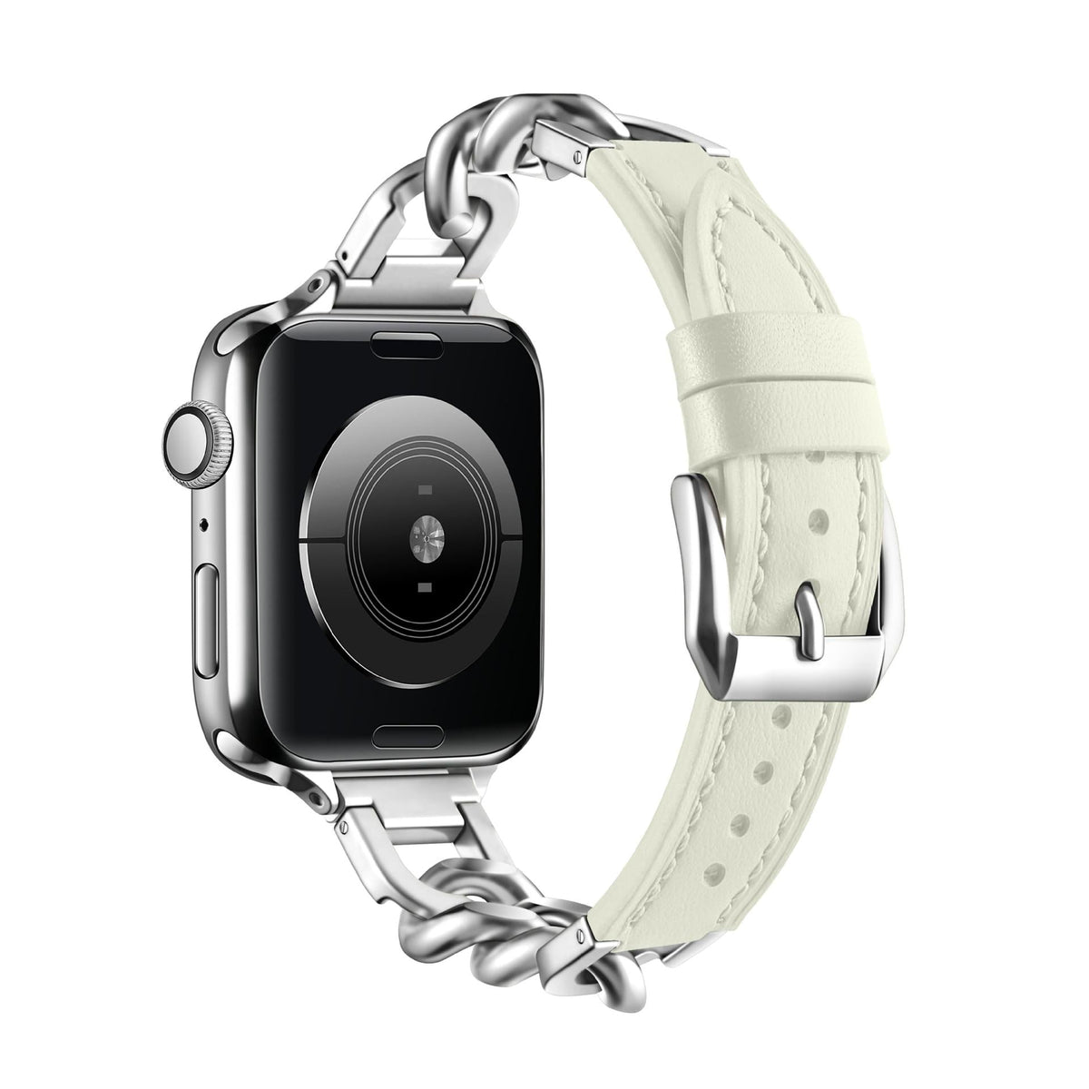 Leather and stainless steel watch band features image 6