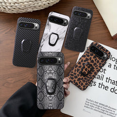 Magnetic leather phone case with leopard print design