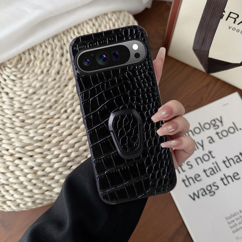Faux leather phone case with snake pattern for Pixel 7