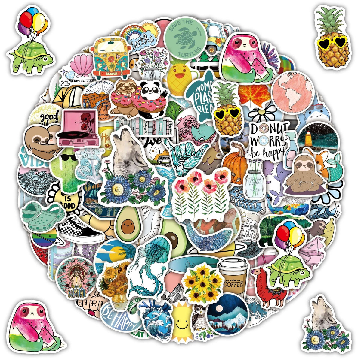 luggage decorated with aesthetic stickers