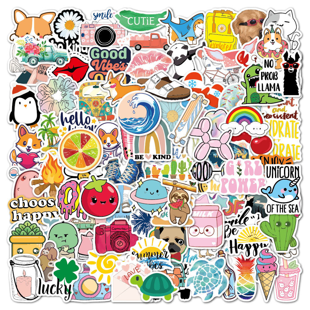 variety of colourful stickers on a table