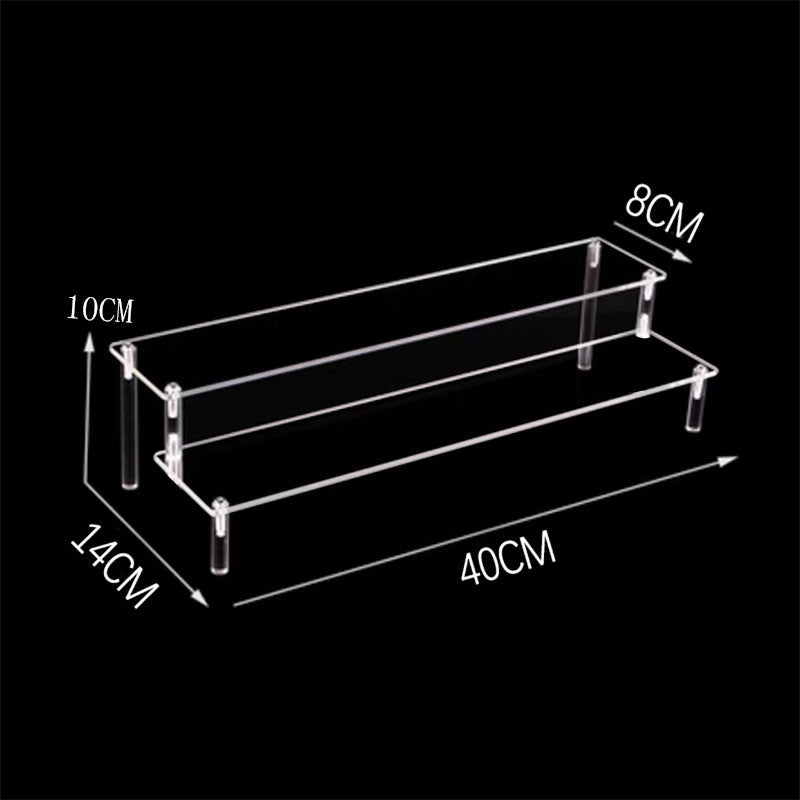 Close-up view of an acrylic display shelf layer