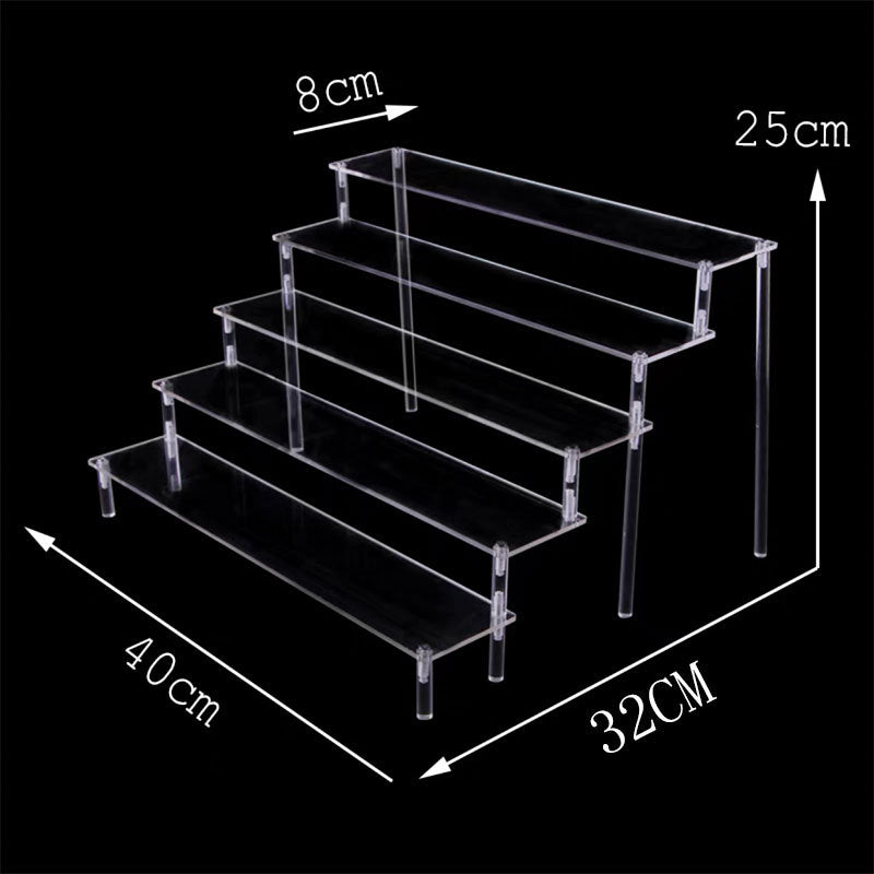 Five-tier acrylic organiser showcasing figurines