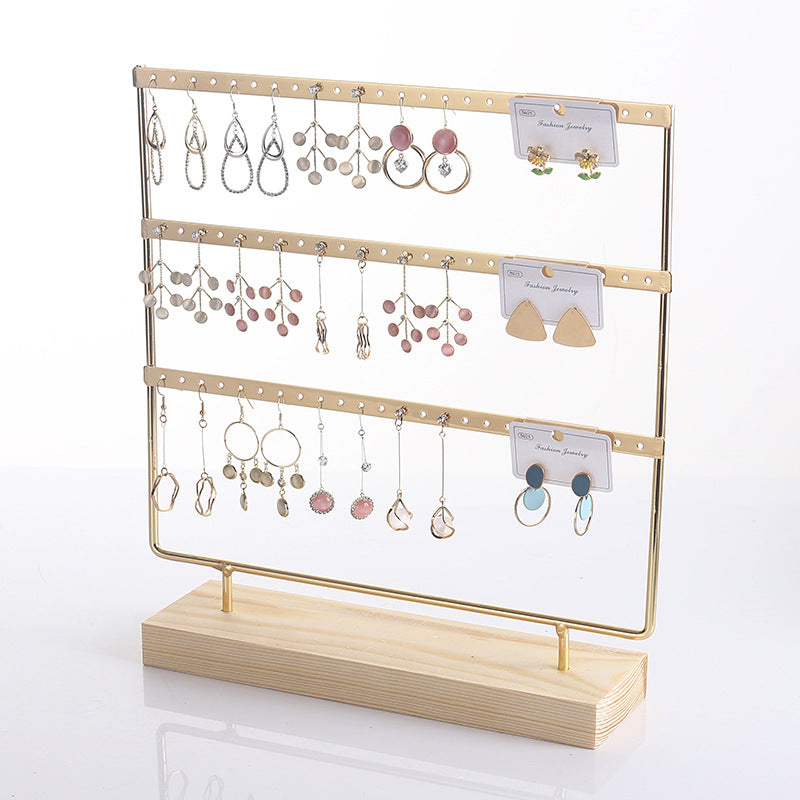 Elegant Wooden and Iron Earring Holder Front View