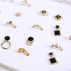 Detailed close-up of padded compartments in jewelry box