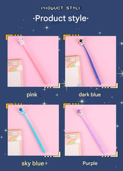 Light blue astronaut gel pen with silicone grip