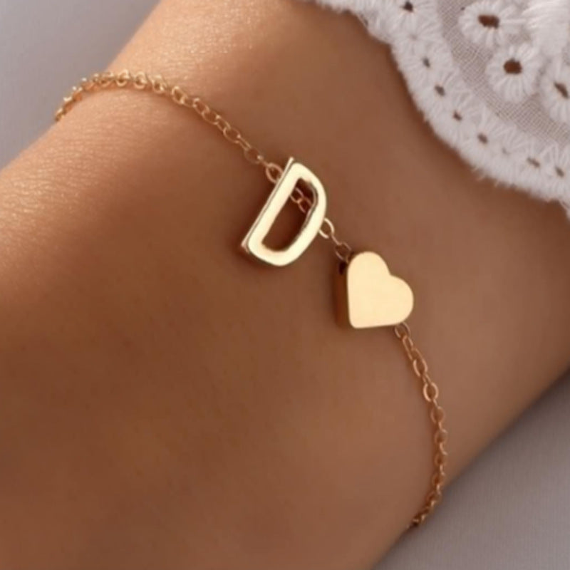 Chic Alphabet Heart Bracelet in silver
