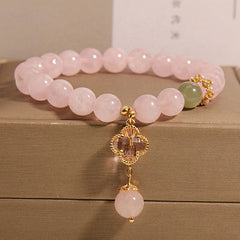 Wearable Rose Quartz Bracelet with Charming Clover - image 6