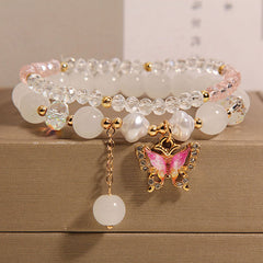 Cute Korean Style Crystal Butterfly Bracelet Image 3