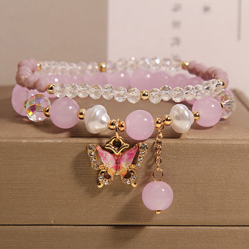Cute Korean Style Crystal Butterfly Bracelet Image 8