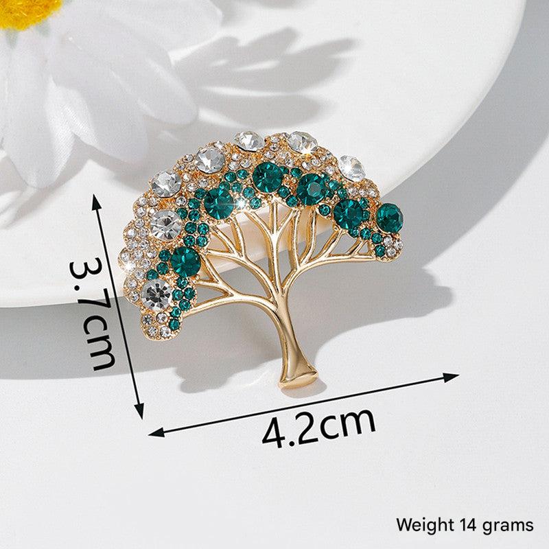 Lifestyle image of brooch on a fashion model