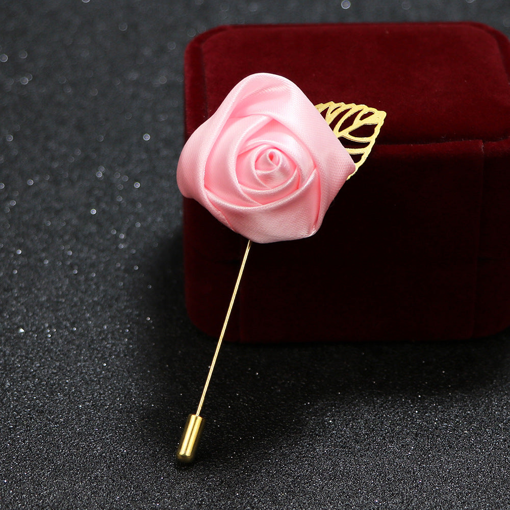 versatile floral pin worn on a jacket