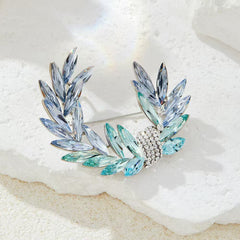 elegant moon crystal brooch on dress