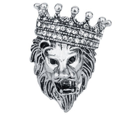 Elegant alloy lion brooch in antique gold finish
