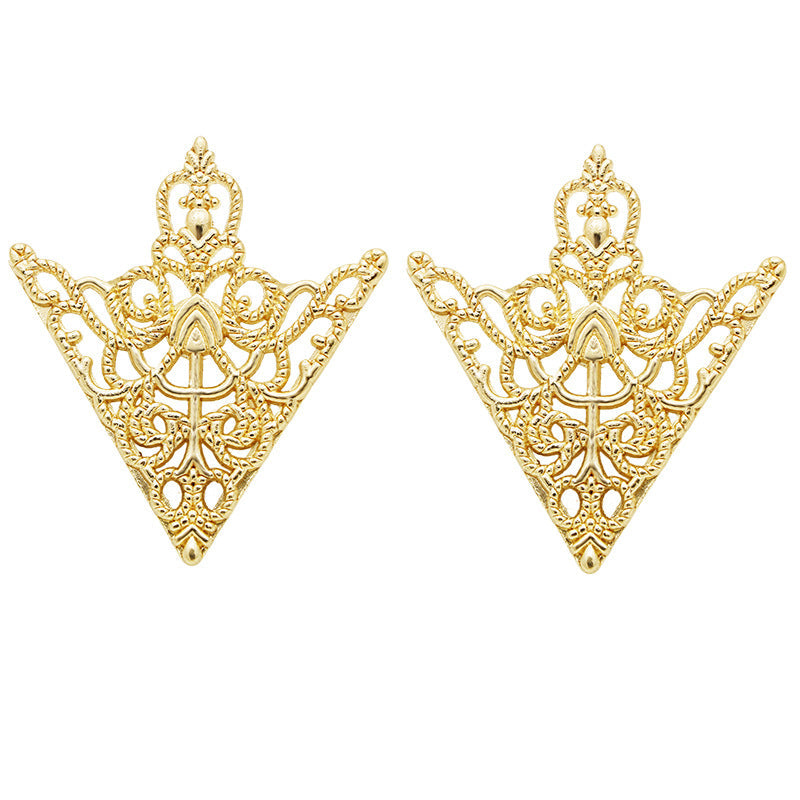 Retro Triangle Crown Brooch - Gold