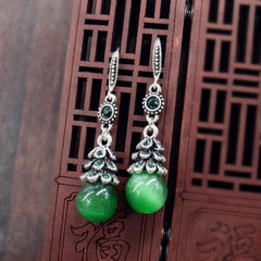 Colorful Agate and Cat Eye Stone Dangle Earrings Image 4