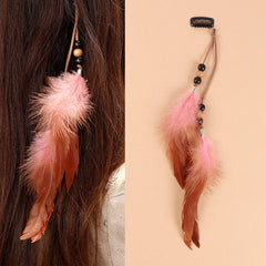 Bohemian feather hair clip with tassels in vibrant colours