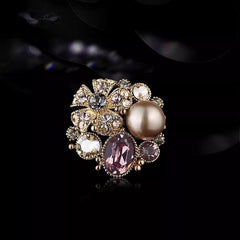 Rhinestone Floral Brooch Image 3