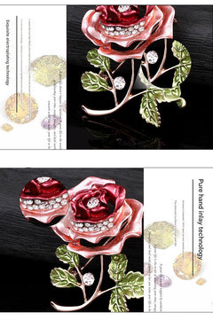 Detailed view of rhinestone accents on brooch