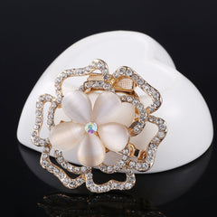 Gift boxed rhinestone cat eye brooch